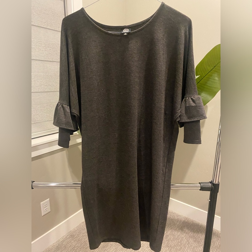 Soft, brown, pullover dress for fall